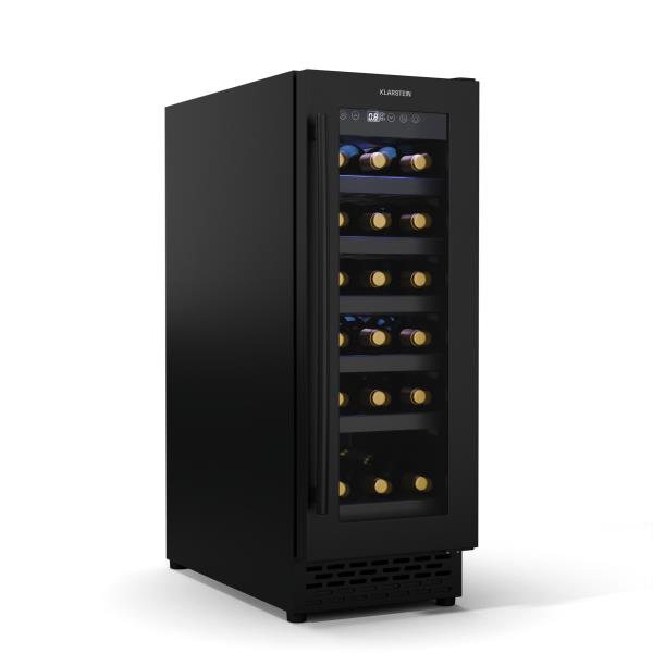 Klarstein Vinovilla 18 Uno chłodziarka do wina, 1 strefa chłodzenia, 18 butelek, drewniane półki, 5-18 °C