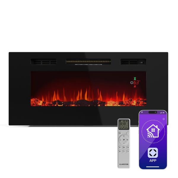 Klarstein Galeras Smart kominek elektryczny, 2 stopnie grzania, 16 - 30°| Iluzja płomienia LED, technologia IOT