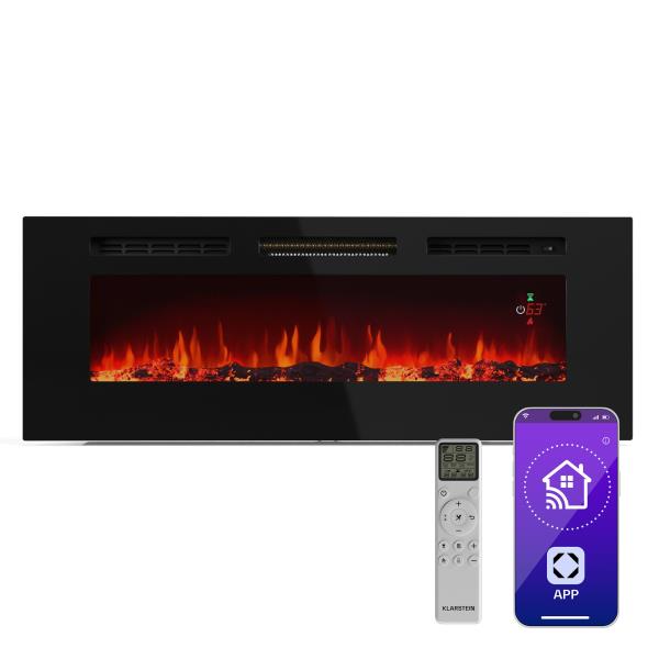 Klarstein Galeras Smart kominek elektryczny, 2 stopnie grzania, 16 - 30°| Iluzja płomienia LED, technologia IOT