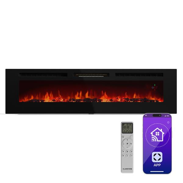 Klarstein Galeras Smart kominek elektryczny, 2 stopnie grzania, 16 - 30°| Iluzja płomienia LED, technologia IOT