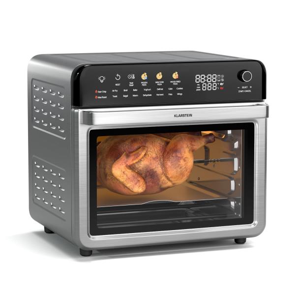 Klarstein AirGlaze Digital cyfrowa frytownica na gorące powietrze, 2200 W, 19 programów, z akcesoriami, które można myć w zmywarce