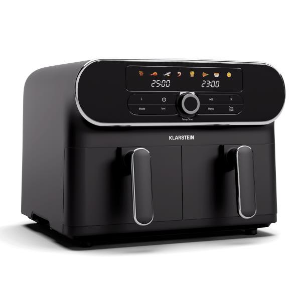 Klarstein AuraAir Color Touch frytkownica beztłuszczowa| 2 komory, 11 l, 1700 W, 80–200°C, 8 programów