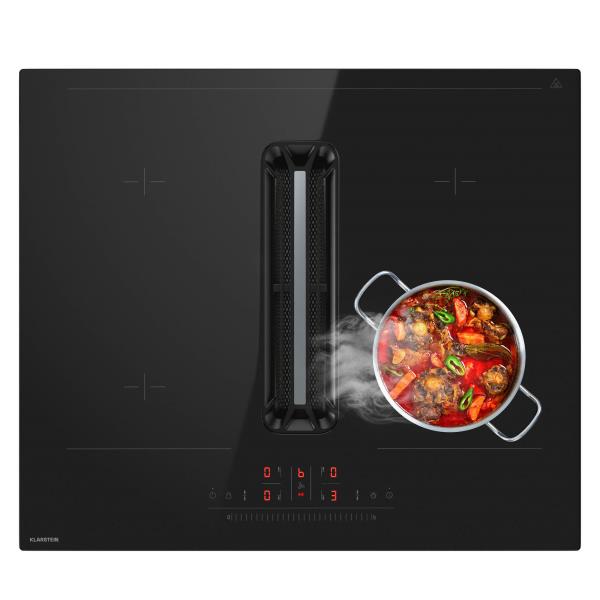 Klarstein System down air AirJet Hybrid, płyta indukcyjna ze zintegrowanym wyciągiem, 477 m³/h, EEK A+
