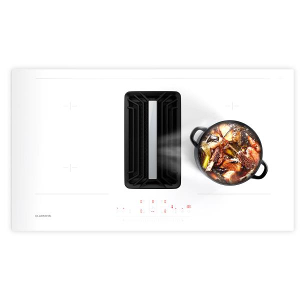 Klarstein System downair AirJet 90, płyta indukcyjna z wyciągiem kuchennym, 10 000 W, 750 m³/h, Boost
