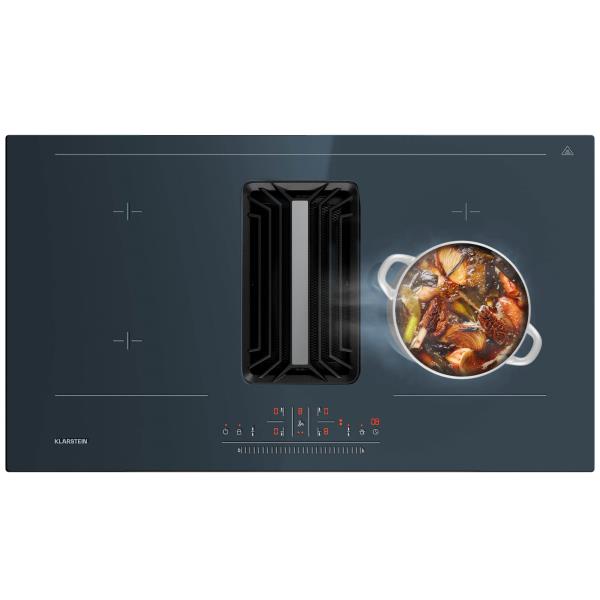 Klarstein System downair AirJet 90, płyta indukcyjna z wyciągiem kuchennym, 10 000 W, 750 m³/h, Boost