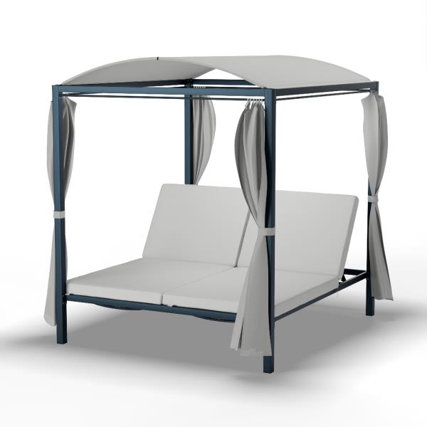 Blumfeldt Eremitage Double XL leżak ogrodowy, ochrona przeciwsłoneczna, 2-osobowy, metalowa rama, odporny na warunki atmosferyczne