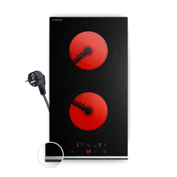 Klarstein Płyta grzewcza szklano-ceramiczna Verosteel, Minimalistyczna, wydajna, 2 strefy gotowania, 3000 W, 30 cm