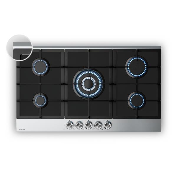 Klarstein Płyta gazowa Verosteel | 5 palników | zapłon elektryczny | kompatybilna z gazem ziemnym i LPG | 10400 W | 90 cm