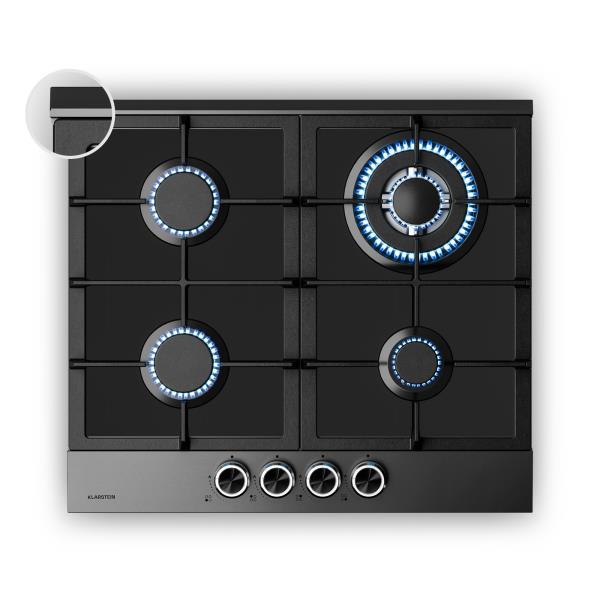 Klarstein Płyta gazowa Verosteel | 4 palniki | zapłon elektryczny | kompatybilna z gazem ziemnym i LPG | 8000 W | 60 cm