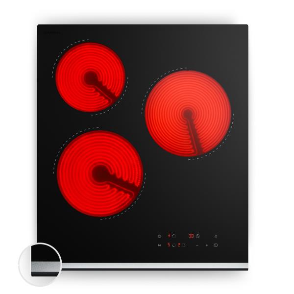 Klarstein Płyta grzewcza szklano-ceramiczna Verosteel, 3 strefy, Minimalistyczna, wydajna, 5000 W, 45 cm