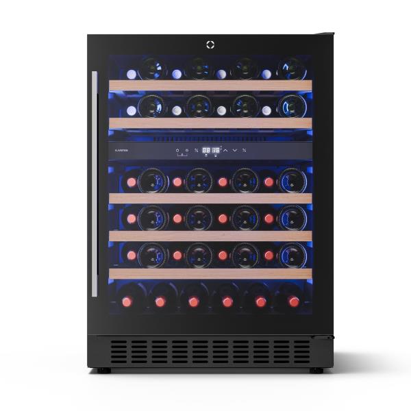 Klarstein Illuminosa Lodówka na wino do zabudowy | Podwójna strefa | 129 litrów | 46 butelek | 60 cm
