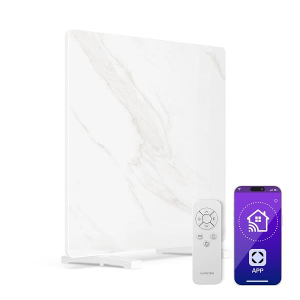 Klarstein MarmoHeat  panel podczerwieni | 420 W | 6 - 12 m² | Wzór marmuru | 70 cm x 63 cm