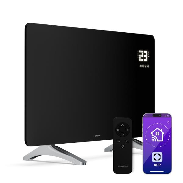 Klarstein Wonderglass panel grzewczy na podczerwień | 480 W | 7 - 14 m² | Nowoczesny szklany wygląd | 90 x 58 cm