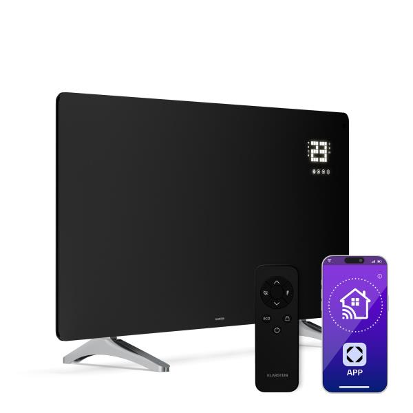 Klarstein Wonderglass panel grzewczy na podczerwień | 720 W | 3 - 7 m² | Nowoczesny szklany wygląd | 120 x 68 cm