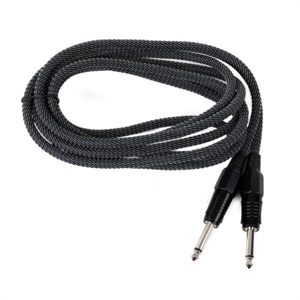 3x FrontStage Kabel jack 6,35 mm 3m w oplocie tekstylnym mono czarno-biały