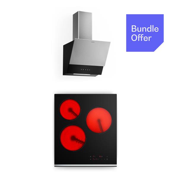 Klarstein Verosteel płyta indukcyjna ze szkła ceramicznego + okap bezprzewodowy Verosteel | 45 cm